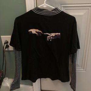 Black and white striped layered shirt